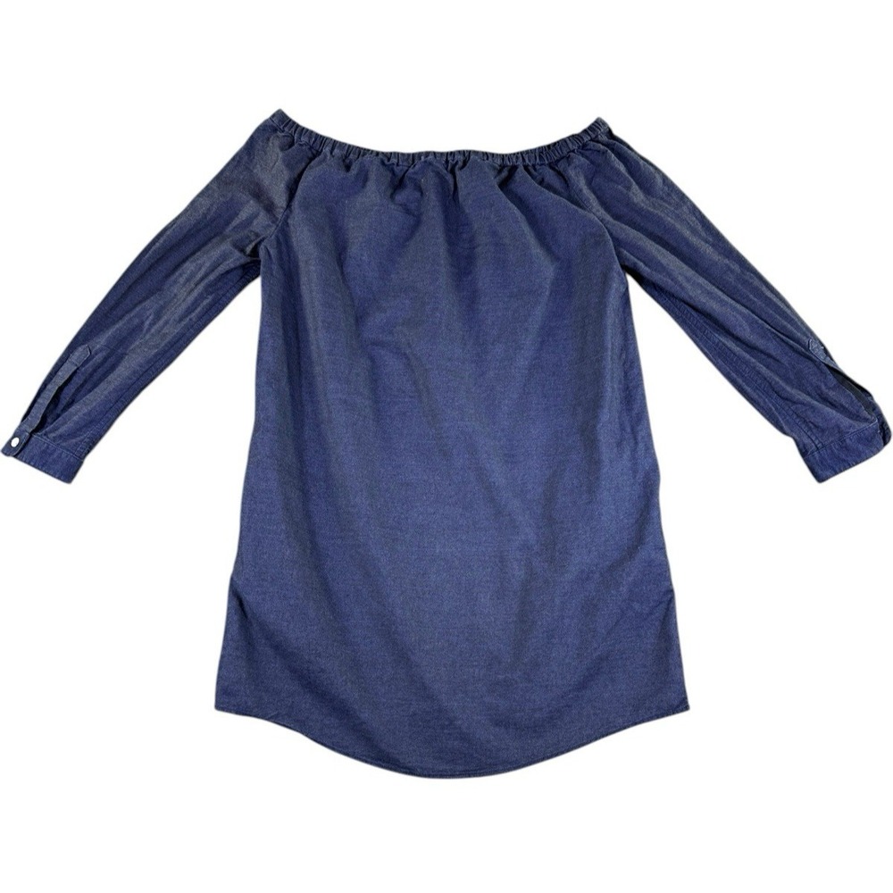 rag & bone Off the Shoulder Chambray Mini Dress Navy Womens Size S/P 100% Cotton